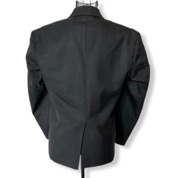 Studio Suits Hand Crafted Blazer Faux Leather Lapels Gray Size Medium - Picture 4 of 9